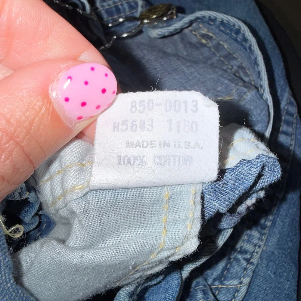 OshKosh B'gosh Overalls Kids 24M Blue Excellent Vintage Vestbak Denim Bibs